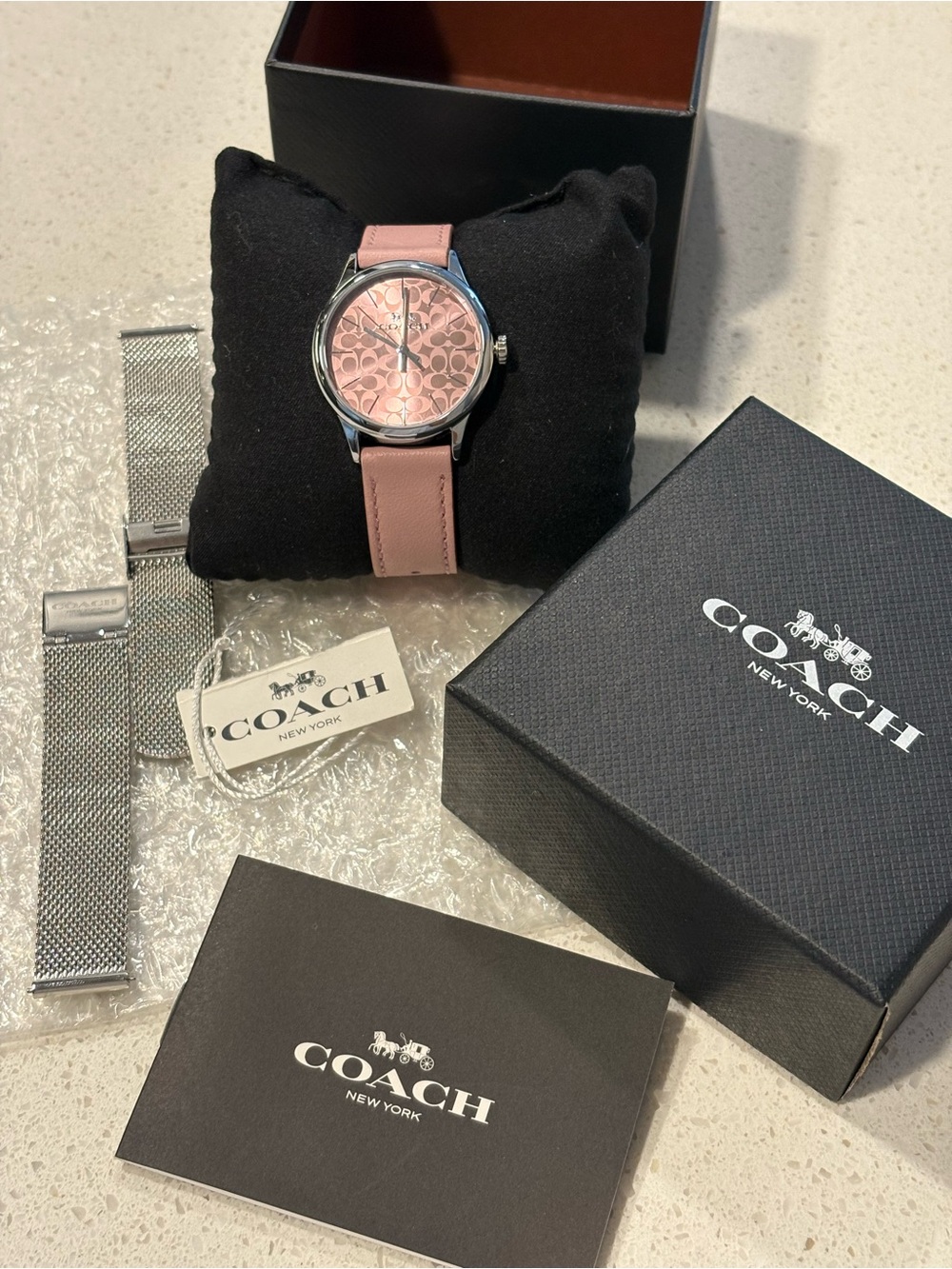Elliot Pink Leather Strap Watch, 28mm